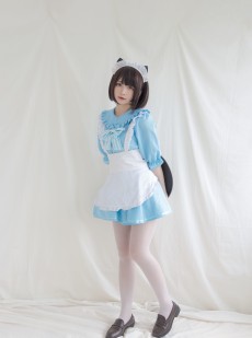  二次元美女古川kagura - 蓝色小猫女仆